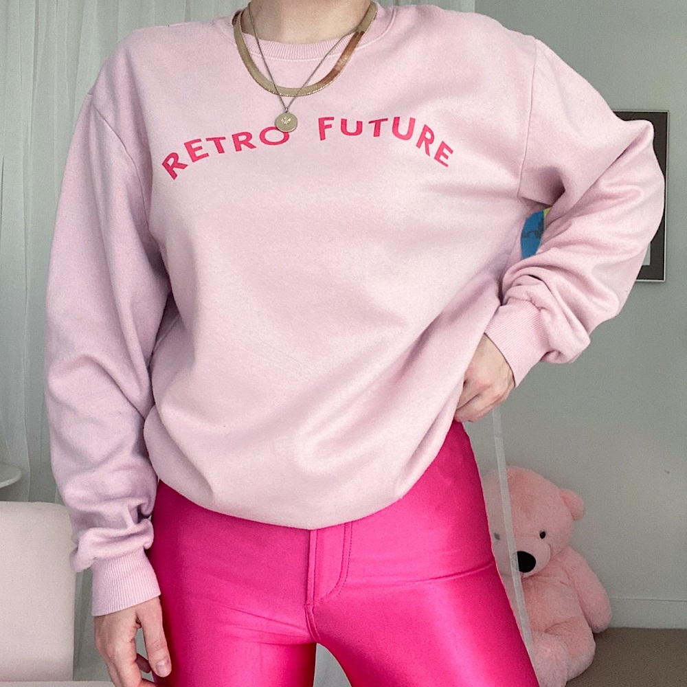 Vintage Pink 'Retro Future' Sweatshirt with Hot Pink Logo